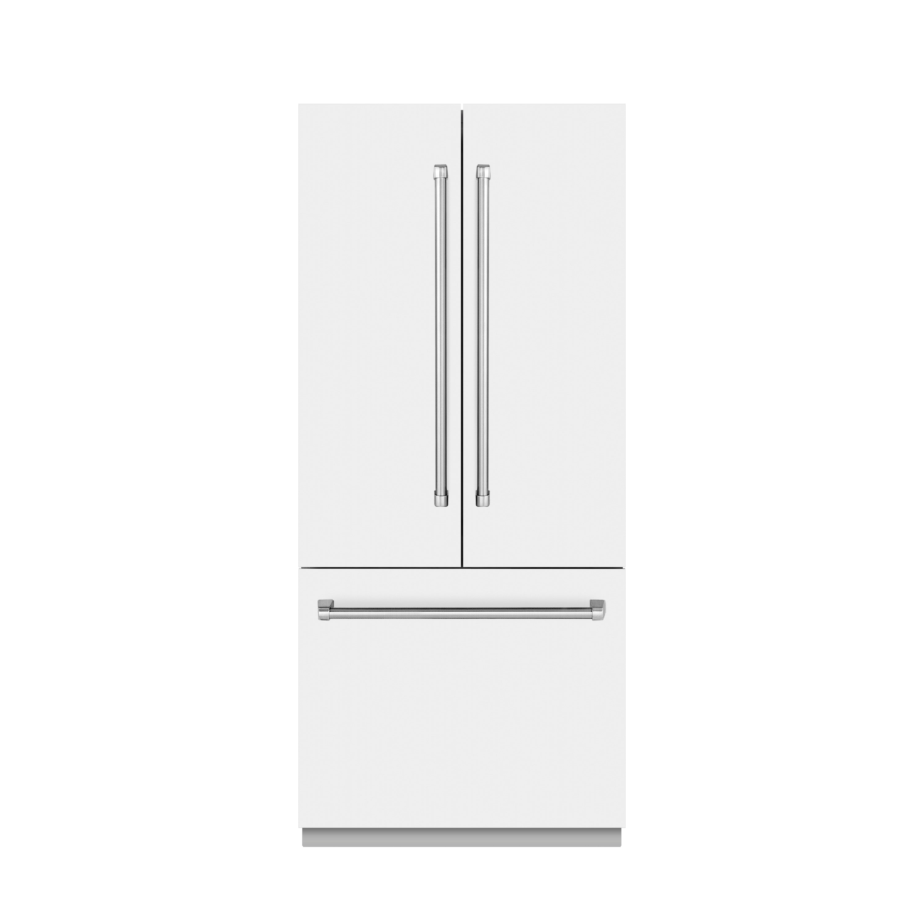 ZLINE 36 in. French Door Built-In Bottom Freezer Refrigerator 19.6 Cu. Ft. Water Dispenser Ice Maker White Matte Graphite Gray Interior (GRBIV-WM-36)