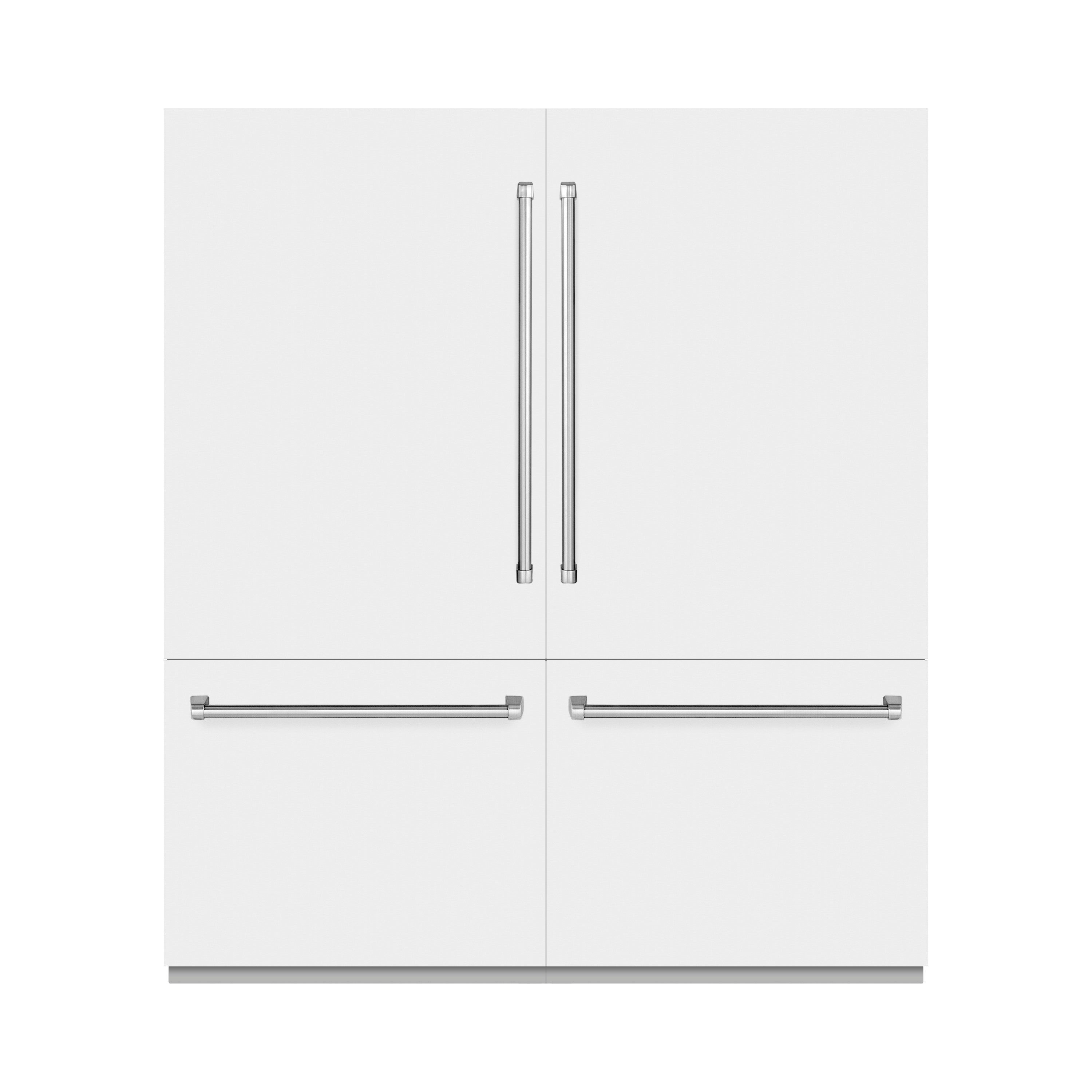 ZLINE 72 in. Built-In French Door Refrigerator 39.6 cu. ft. Bottom Freezer Water Dispensers Ice Makers White Matte (RBIT-WM-72)