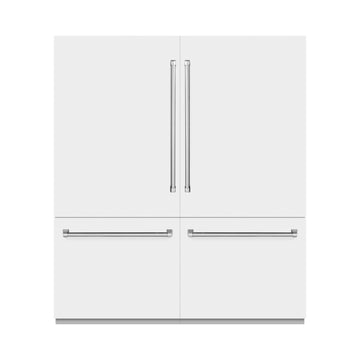 ZLINE 72 in. Built-In French Door Refrigerator 39.6 cu. ft. Bottom Freezer Water Dispensers Ice Makers White Matte (RBIT-WM-72)