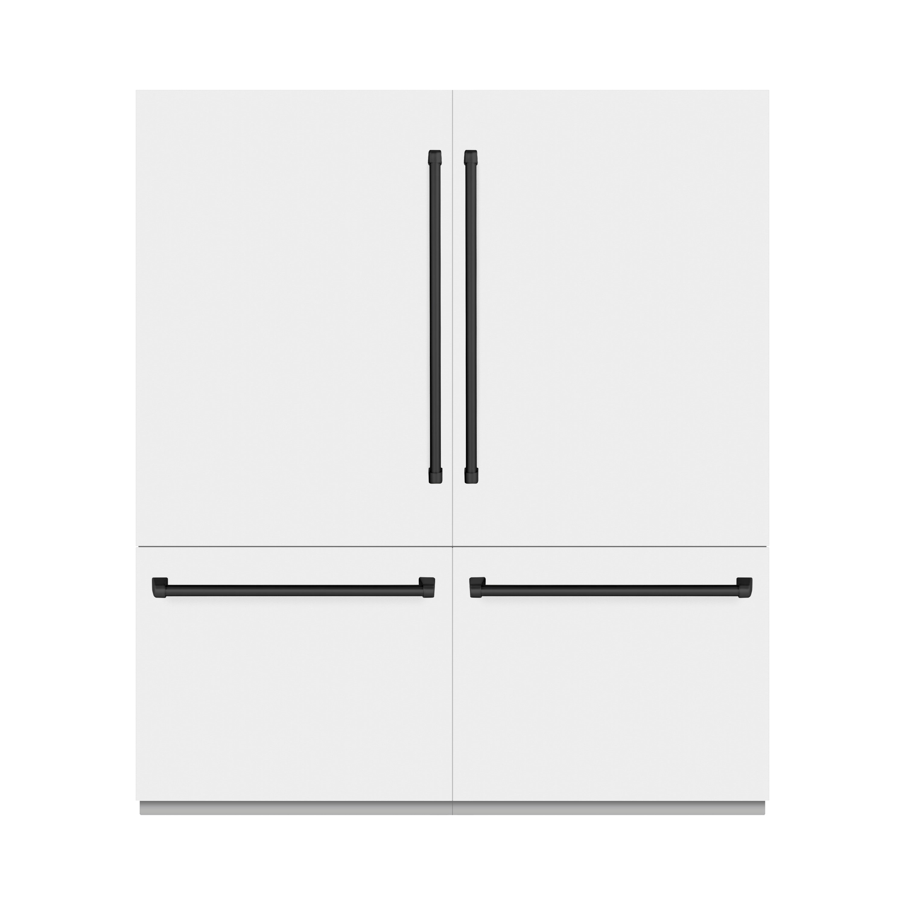 ZLINE 72 in. French Door Built-In Bottom Freezer Refrigerator 39.6 Cu. Ft. White Matte with Water Dispensers, Ice Makers, Matte Black Accents (RBITZ-WM-72-MB)