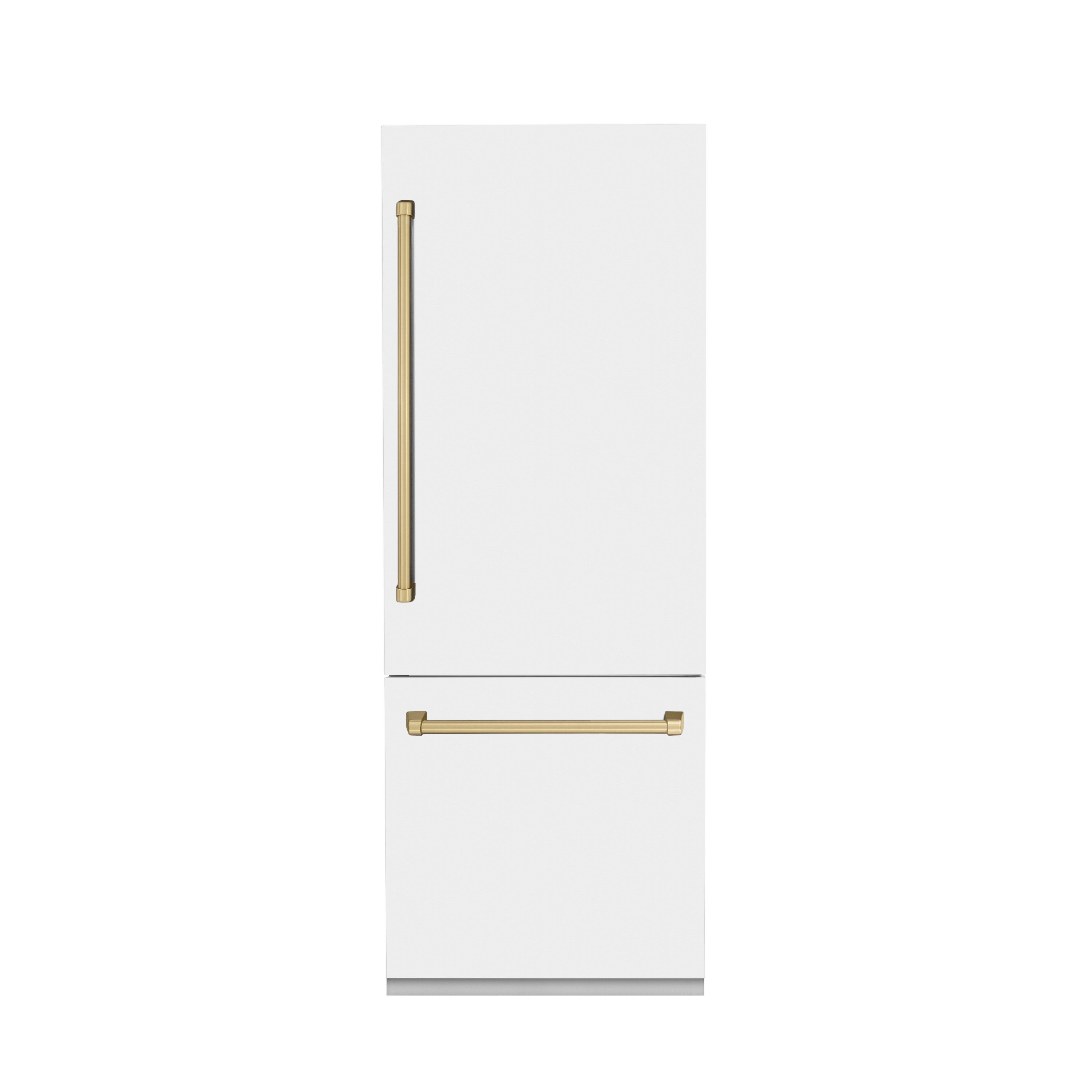 ZLINE 30-Inch Built-In Refrigerator 16.1 cu. ft. Internal Water & Ice Dispenser White Matte with Champagne Bronze Accents (RBIVZ-WM-30-CB)