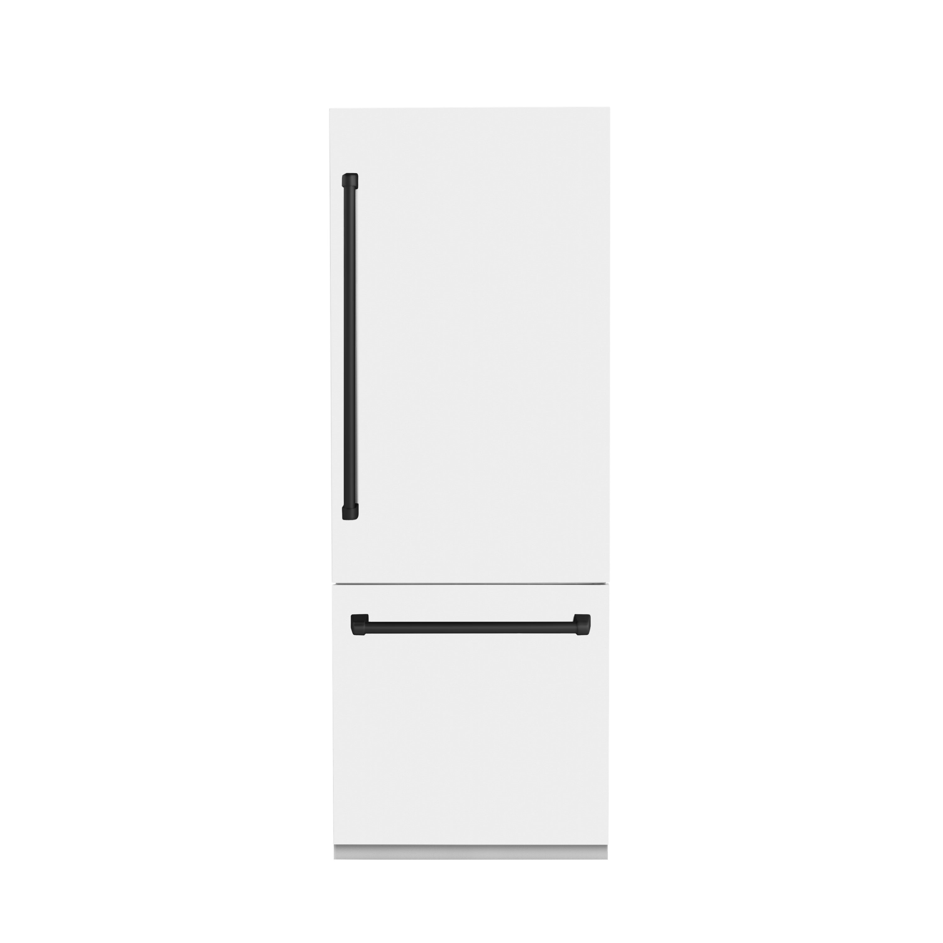 ZLINE 30-Inch Built-In Refrigerator 16.1 cu. ft. Internal Water & Ice Dispenser White Matte with Matte Black Accents (RBIVZ-WM-30-MB)