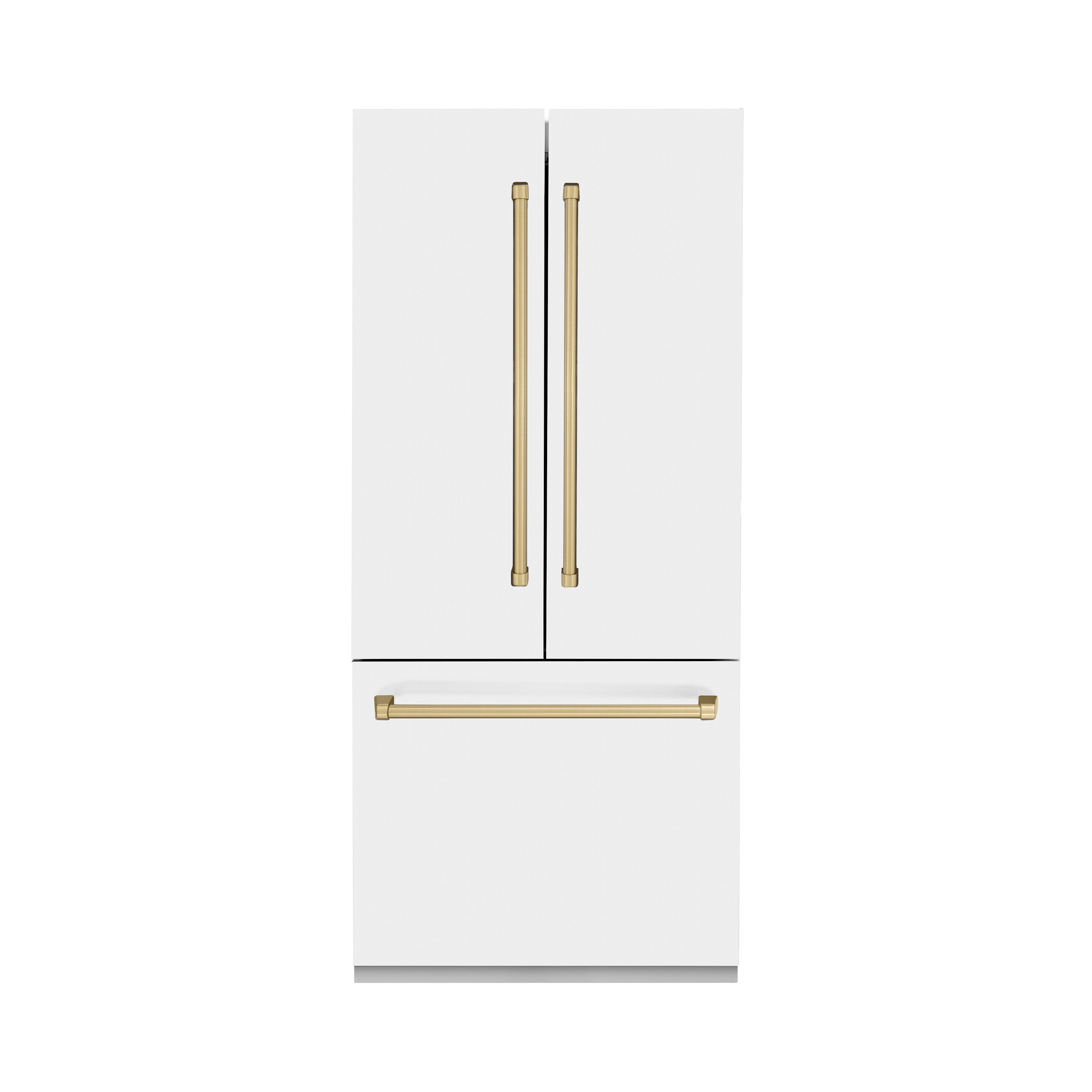 ZLINE 36 in. Built-In French Door Refrigerator 19.6 cu. ft. Internal Water & Ice Dispenser White Matte with Bronze Accents (RBIVZ-WM-36-CB)