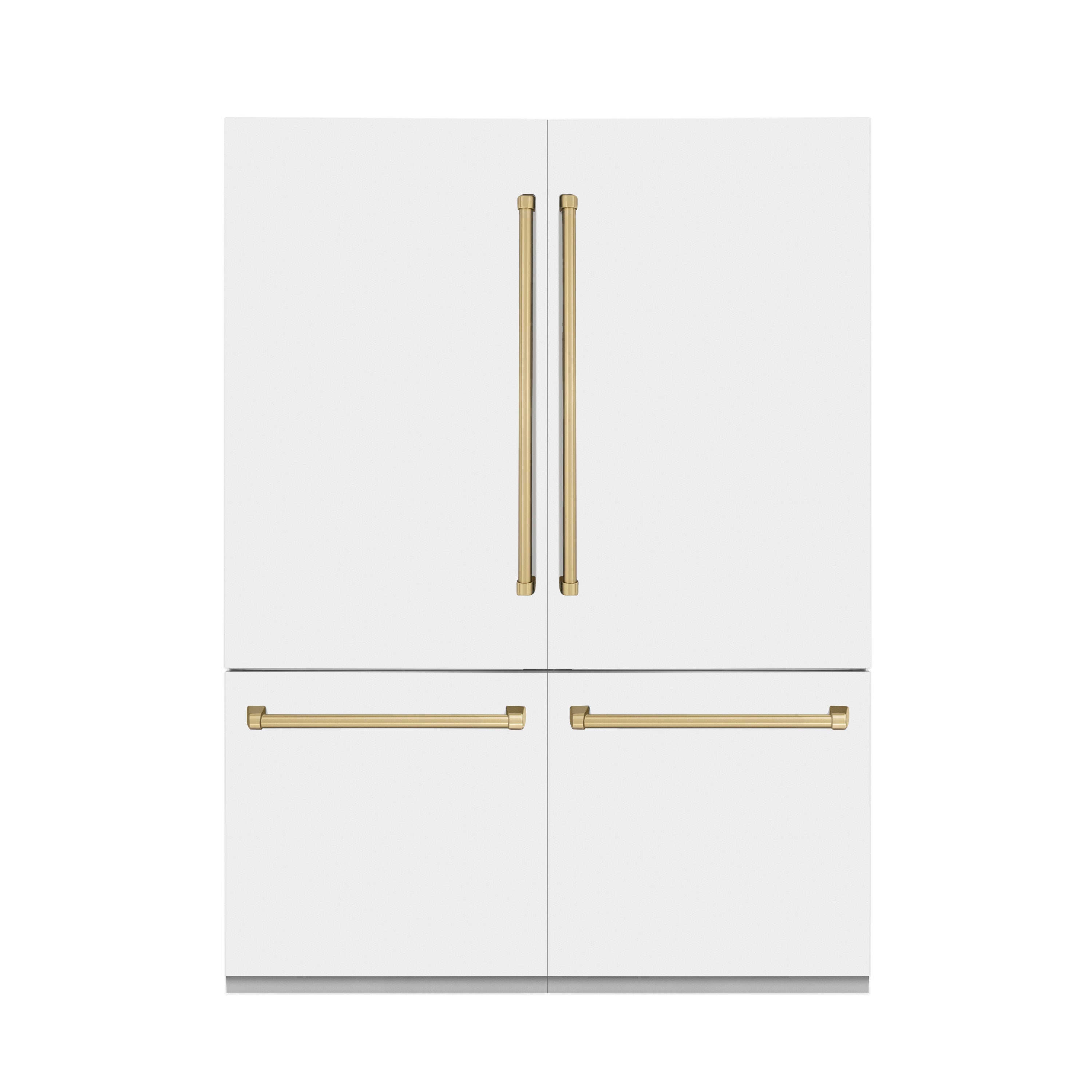 ZLINE 60 in. Built-In Refrigerator 32.2 cu. ft. Internal Water & Ice Dispenser White Matte Champagne Bronze Accents (RBIVZ-WM-60-CB)