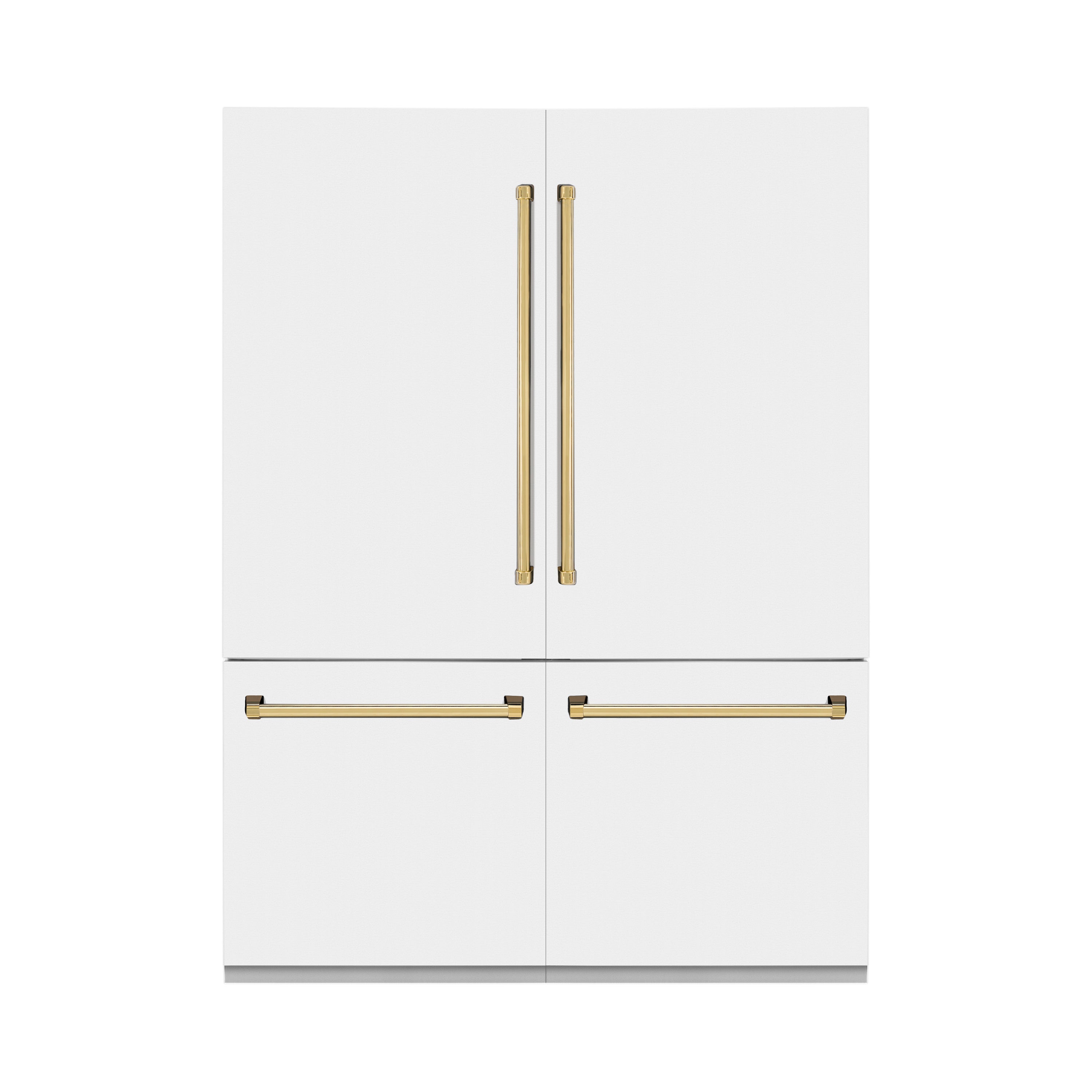 ZLINE 60 in Built-In Refrigerator 32.2 cu ft Internal Water & Ice Dispenser White Matte Gold Accents (RBIVZ-WM-60-G)