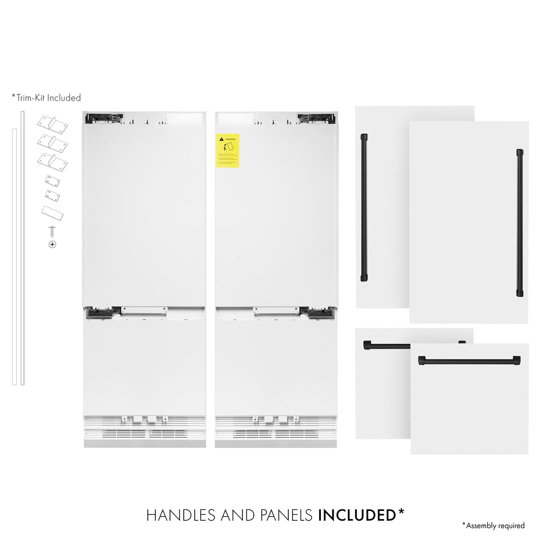 ZLINE 60 in. Built-In Refrigerator 32.2 cu. ft. Internal Water & Ice Dispenser White Matte with Matte Black Accents (RBIVZ-WM-60-MB)