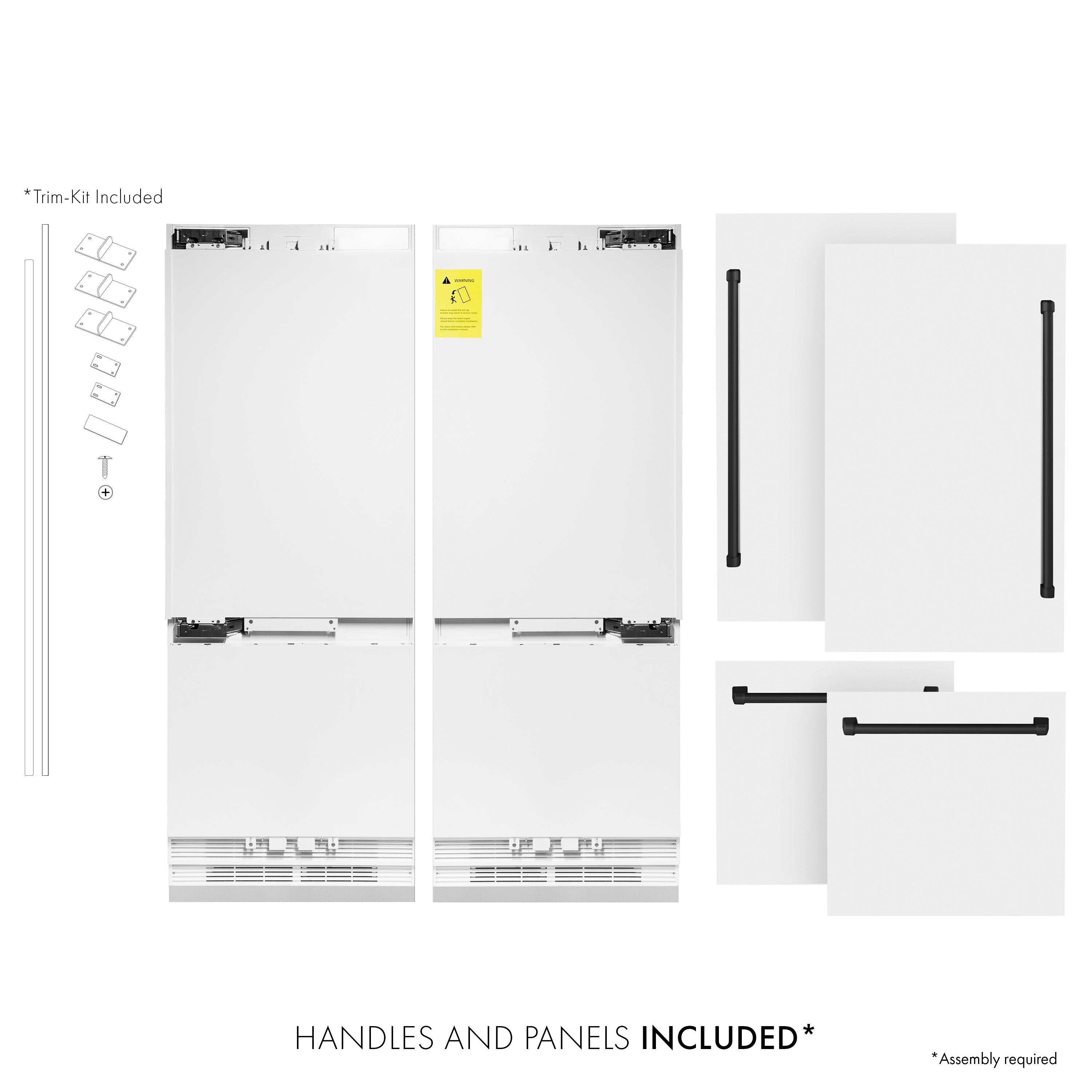 ZLINE 60 in. Built-In Refrigerator 32.2 cu. ft. Internal Water & Ice Dispenser White Matte with Matte Black Accents (RBIVZ-WM-60-MB)