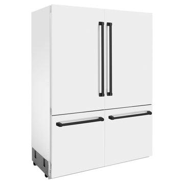 ZLINE 60 in. Built-In Refrigerator 32.2 cu. ft. Internal Water & Ice Dispenser White Matte with Matte Black Accents (RBIVZ-WM-60-MB)