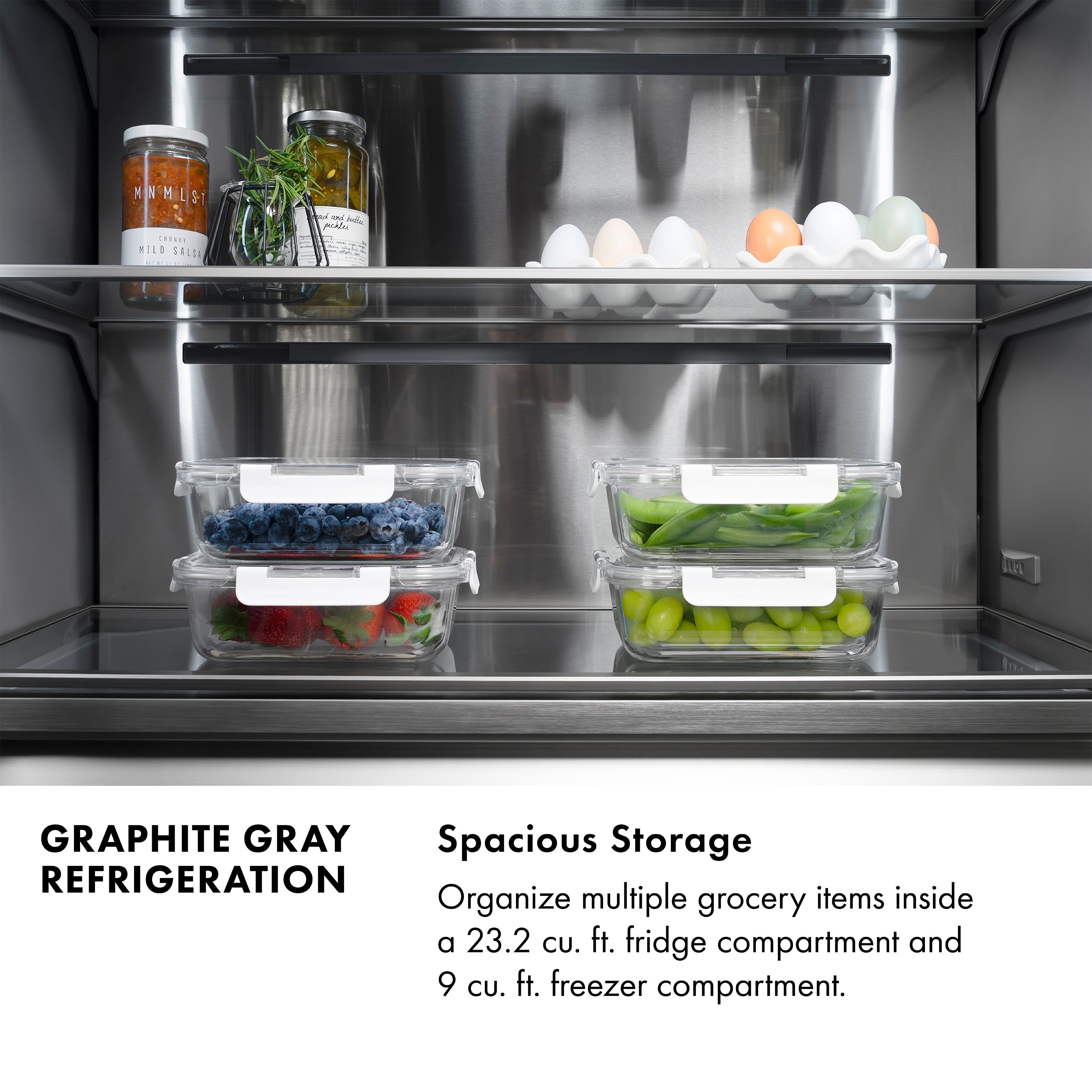 ZLINE 60 in. French Door Built-In Bottom Freezer Refrigerator 32.2 cu. ft. Stainless Steel Graphite Gray Interior Champagne Bronze Handles (GRBIVZ-30460KCB)