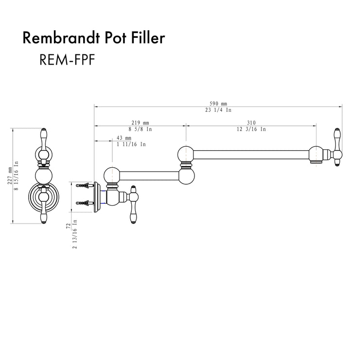 ZLINE Autograph Rembrandt Pot Filler in Champagne Bronze, REM-FPF-CB