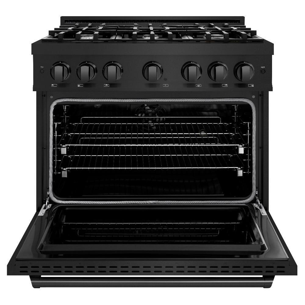 ZLINE 36-Inch Classic Dual Fuel Range, 6 Burner Gas Cooktop, 5.2 cu. ft. Electric Convection Oven, Black Stainless Steel (CDRB-36)