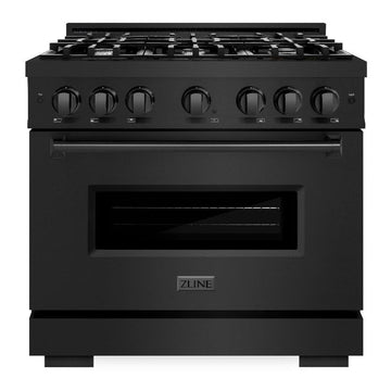 ZLINE 36-Inch Classic Dual Fuel Range, 6 Burner Gas Cooktop, 5.2 cu. ft. Electric Convection Oven, Black Stainless Steel (CDRB-36)