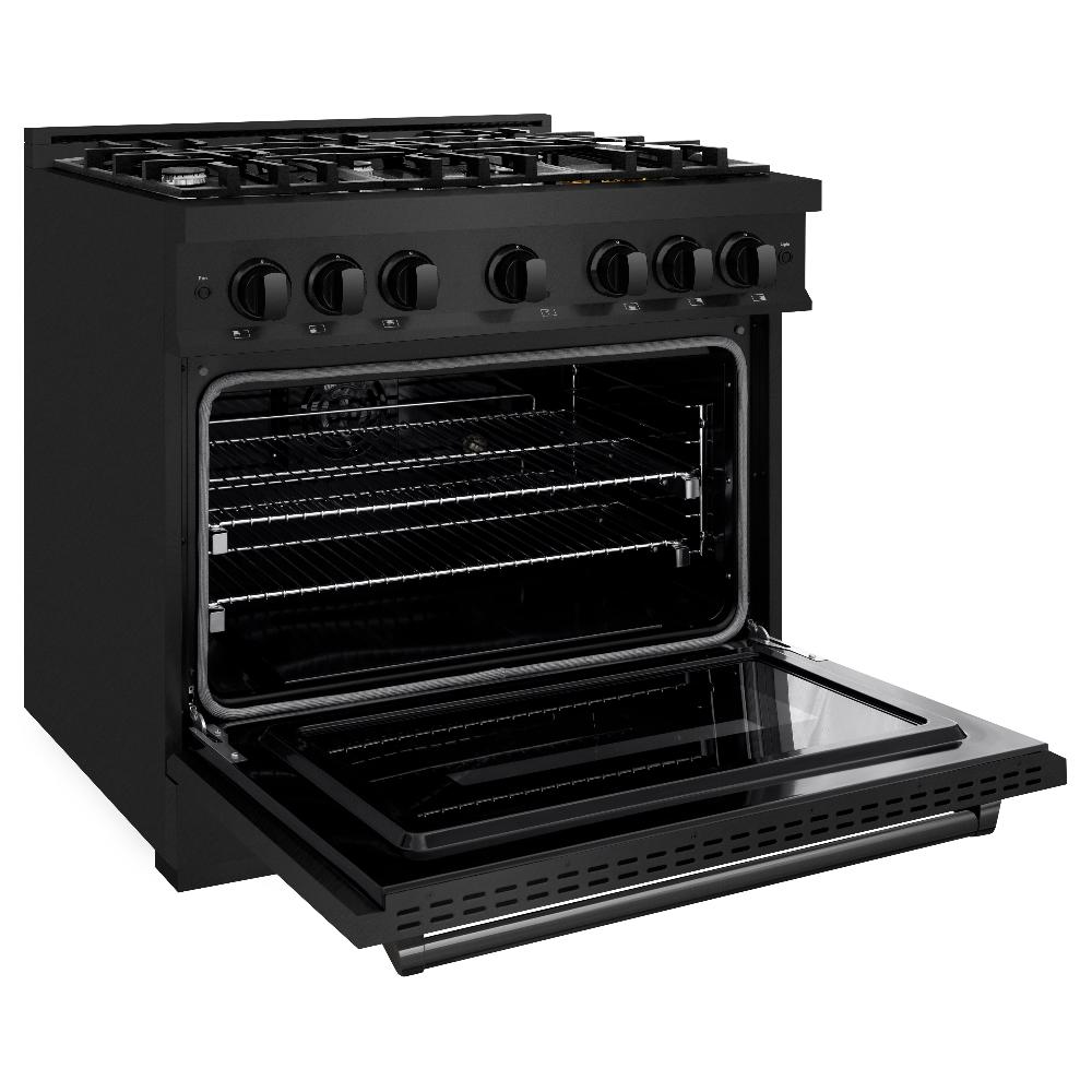 ZLINE 36-Inch Classic Dual Fuel Range, 6 Burner Gas Cooktop, 5.2 cu. ft. Electric Convection Oven, Black Stainless Steel (CDRB-36)