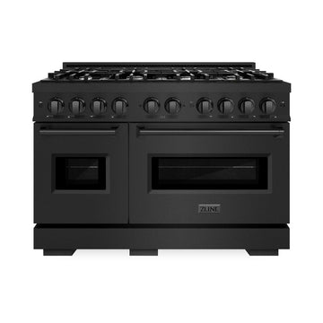 ZLINE 48 in. Dual Fuel Range Double Oven 6.7 cu. ft. 8 Gas Burners Black Stainless Steel (CDRB-48)