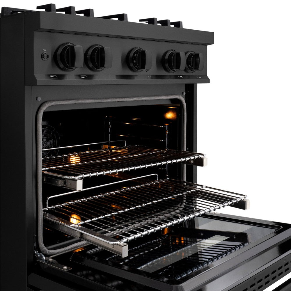 ZLINE Select 30 in. Dual Fuel Range 4.2 cu. ft. with 4 Brass Burners, Convection Oven, Black Stainless Steel (HDRB-BR-30)