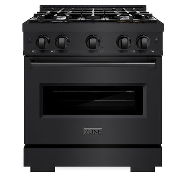 ZLINE 30 in. Gas Range 4.2 cu. ft. Capacity 4 Burners Black Stainless Steel (CGRB-30)