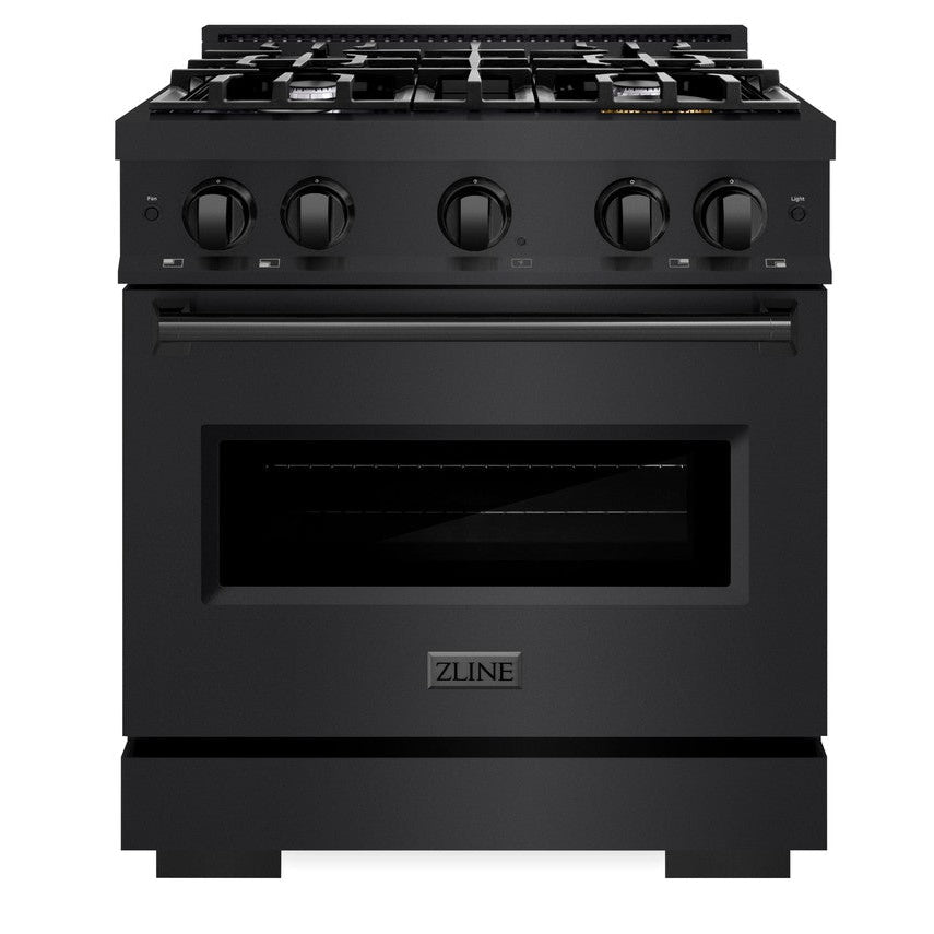 ZLINE 30 in. Gas Range 4.2 cu. ft. Capacity 4 Burners Black Stainless Steel (CGRB-30)