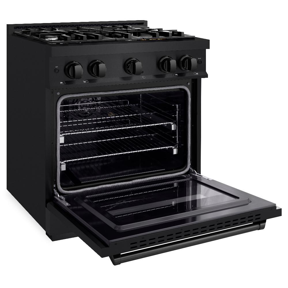 ZLINE 30 in. Gas Range 4.2 cu. ft. Capacity 4 Burners Black Stainless Steel (CGRB-30)