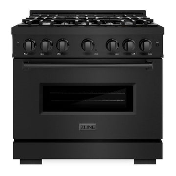 ZLINE 36 in. Gas Range 5.2 cu. ft. 6 Burners Black Stainless Steel, MODEL CGRB-36