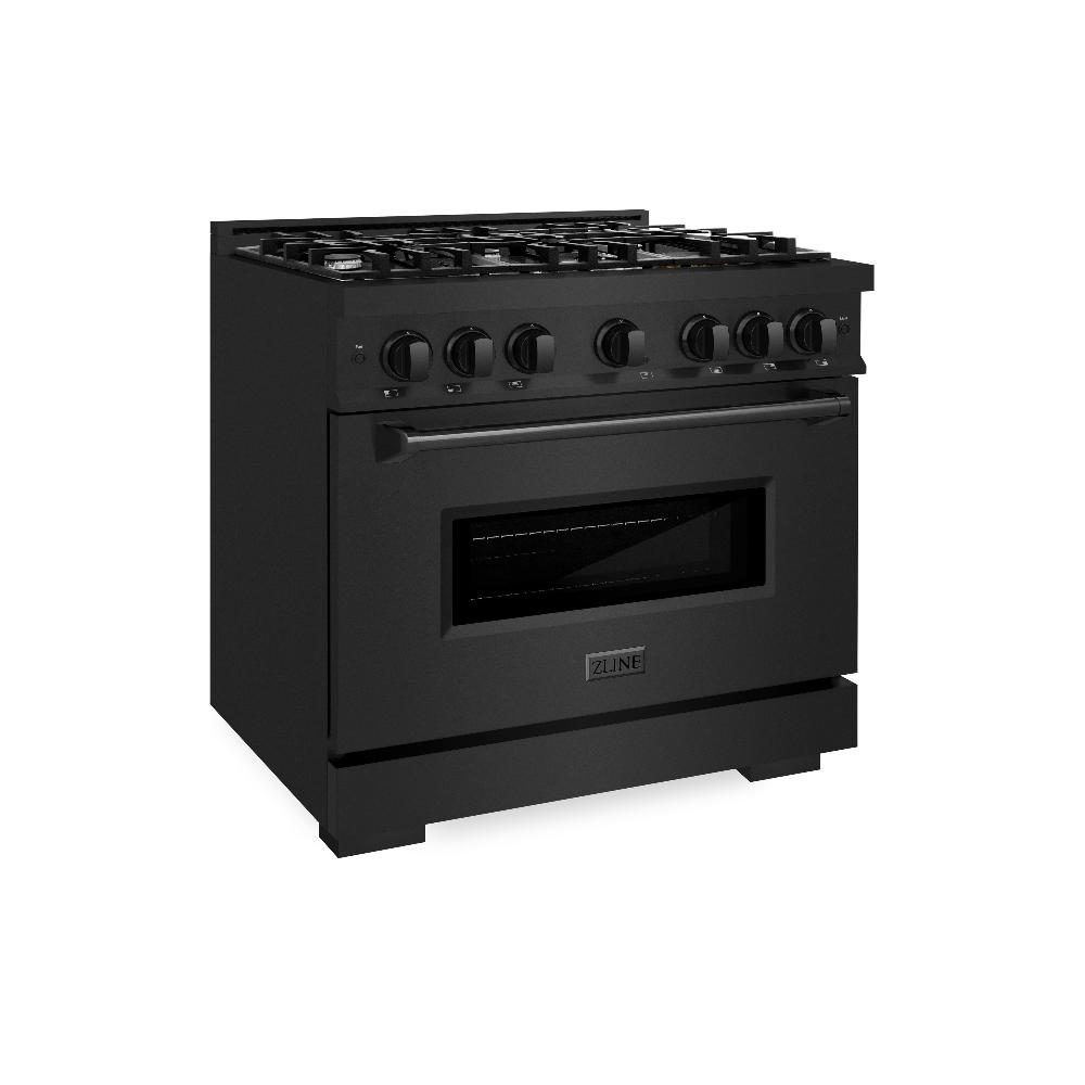 ZLINE 36 in. Gas Range 5.2 cu. ft. 6 Burners Black Stainless Steel, MODEL CGRB-36