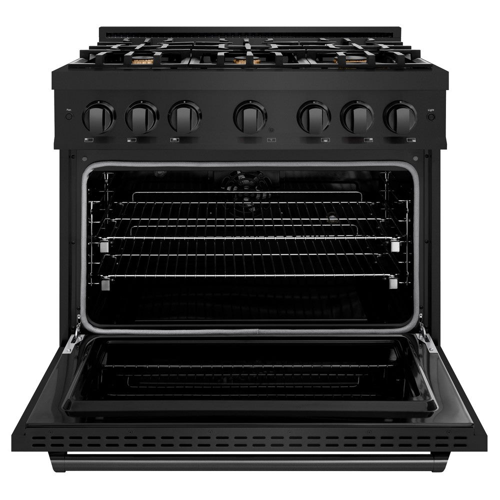 ZLINE 36-Inch Classic Dual Fuel Range, 5.2 cu. ft. Electric Convection Oven, 6 Brass Gas Burners, Black Stainless Steel (CDRB-BR-36)