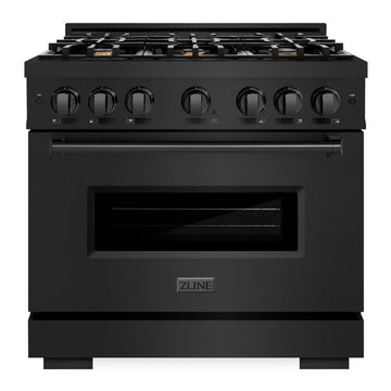 ZLINE 36 in. Gas Range 5.2 cu. ft. with 6 Brass Burners in Black Stainless Steel (CGRB-BR-36)