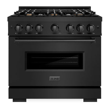 ZLINE 36-Inch Classic Dual Fuel Range, 5.2 cu. ft. Electric Convection Oven, 6 Brass Gas Burners, Black Stainless Steel (CDRB-BR-36)