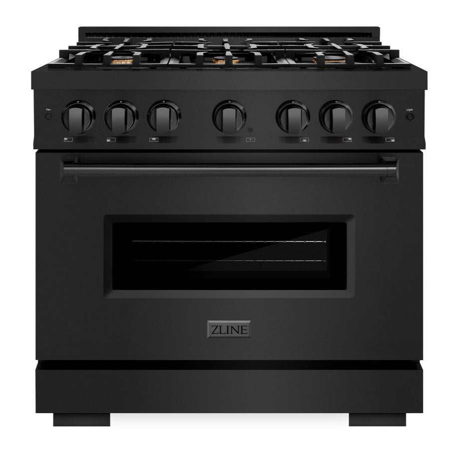 ZLINE 36-Inch Classic Dual Fuel Range, 5.2 cu. ft. Electric Convection Oven, 6 Brass Gas Burners, Black Stainless Steel (CDRB-BR-36)