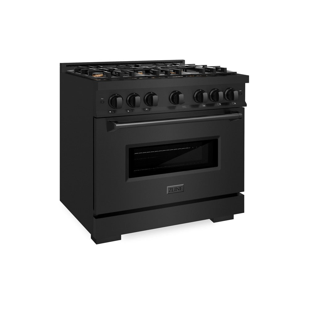 ZLINE 36-Inch Classic Dual Fuel Range, 5.2 cu. ft. Electric Convection Oven, 6 Brass Gas Burners, Black Stainless Steel (CDRB-BR-36)