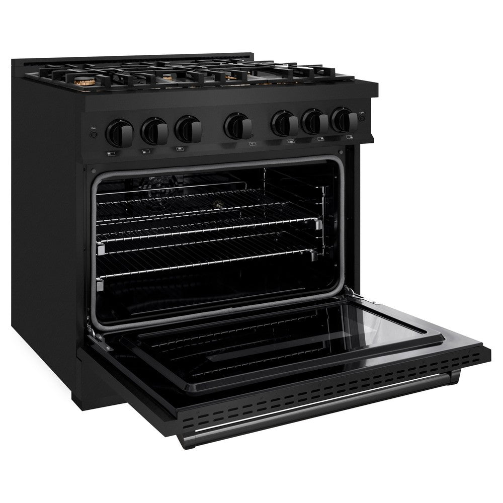 ZLINE 36-Inch Classic Dual Fuel Range, 5.2 cu. ft. Electric Convection Oven, 6 Brass Gas Burners, Black Stainless Steel (CDRB-BR-36)