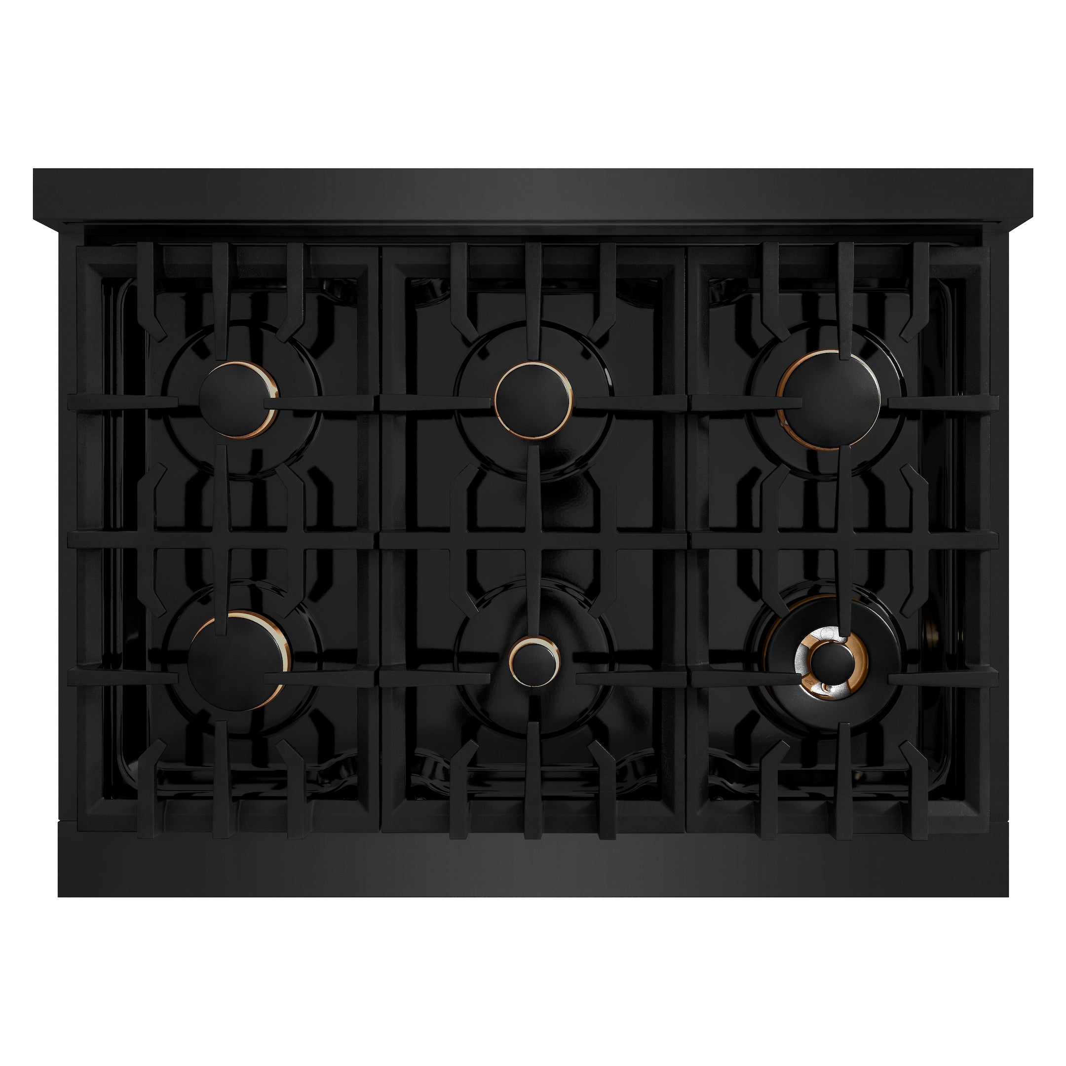 ZLINE 36 in. Gas Range 5.2 cu. ft. Capacity Black Stainless Steel 6 Brass Burners Convection Oven (HGRB-BR-36)