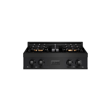 ZLINE 30" Classic Gas Rangetop with 4 Burner DuoPro™ Cooktop in Black Stainless Steel, PCRTB-30