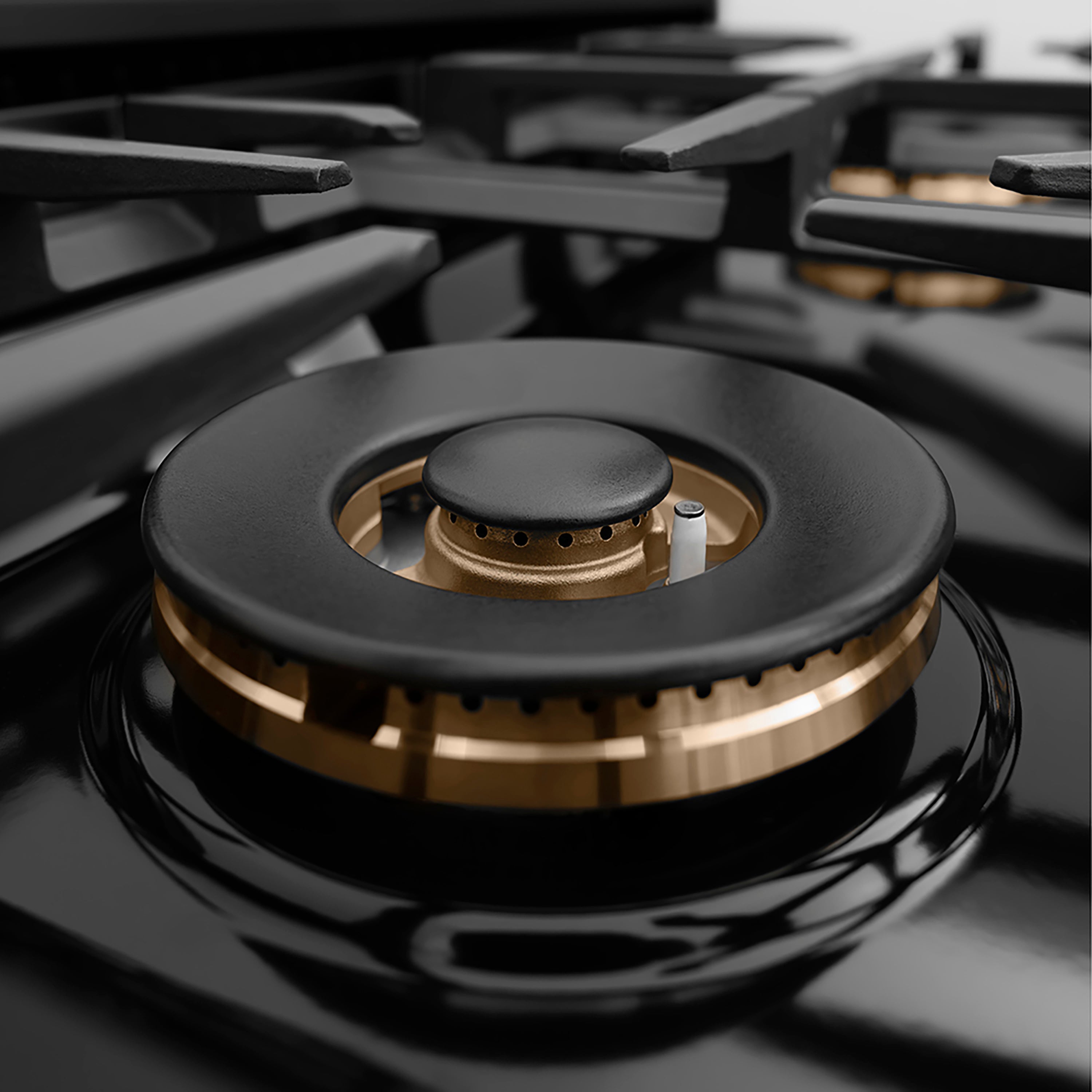 ZLINE Autograph 30" Classic Gas Rangetop with 4 Burner DuoPro™ Cooktop in Black Stainless Steel and Champagne Bronze Accents, PCRTBZ-30-CB