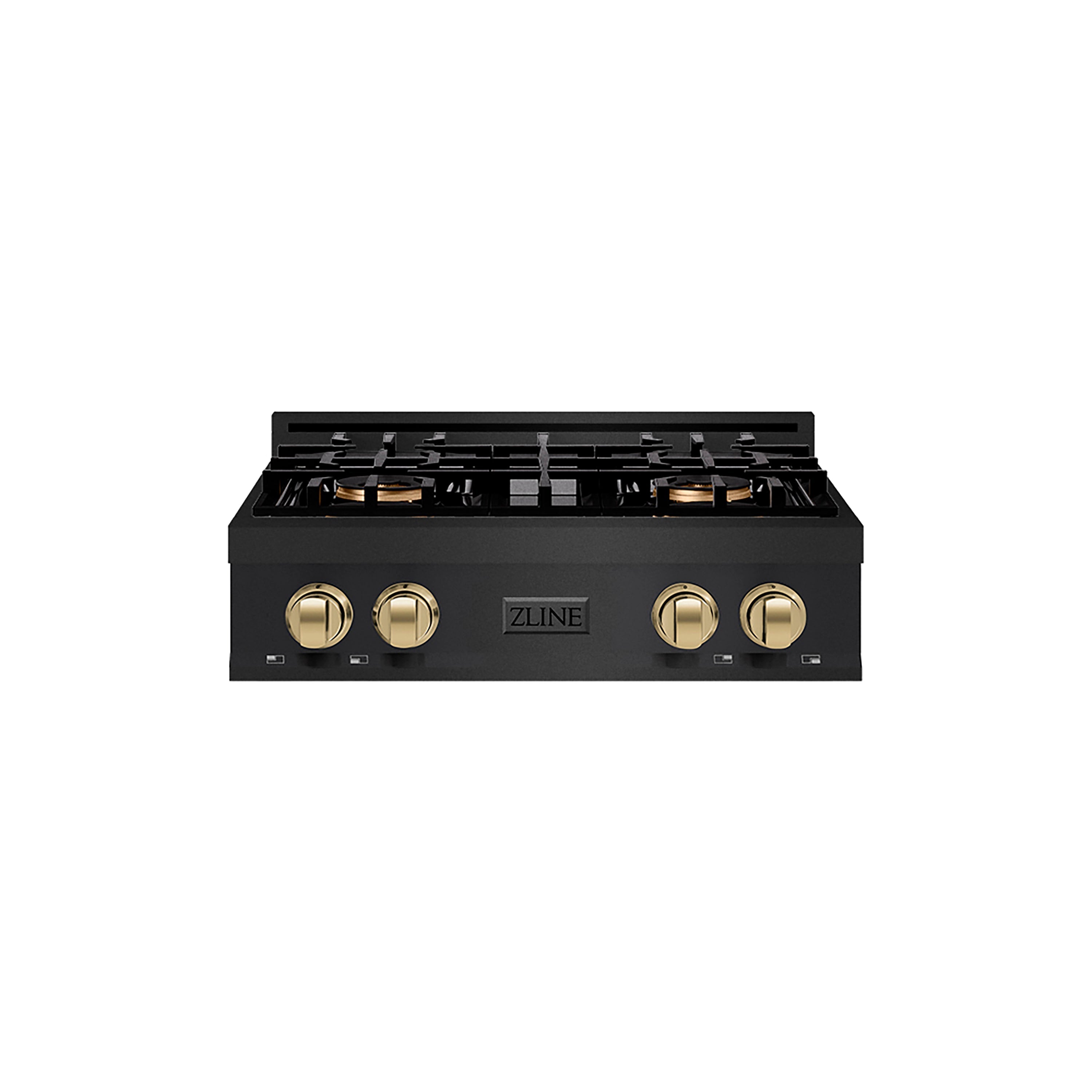 ZLINE Autograph 30" Classic Gas Rangetop with 4 Burner DuoPro™ Cooktop in Black Stainless Steel and Champagne Bronze Accents, PCRTBZ-30-CB