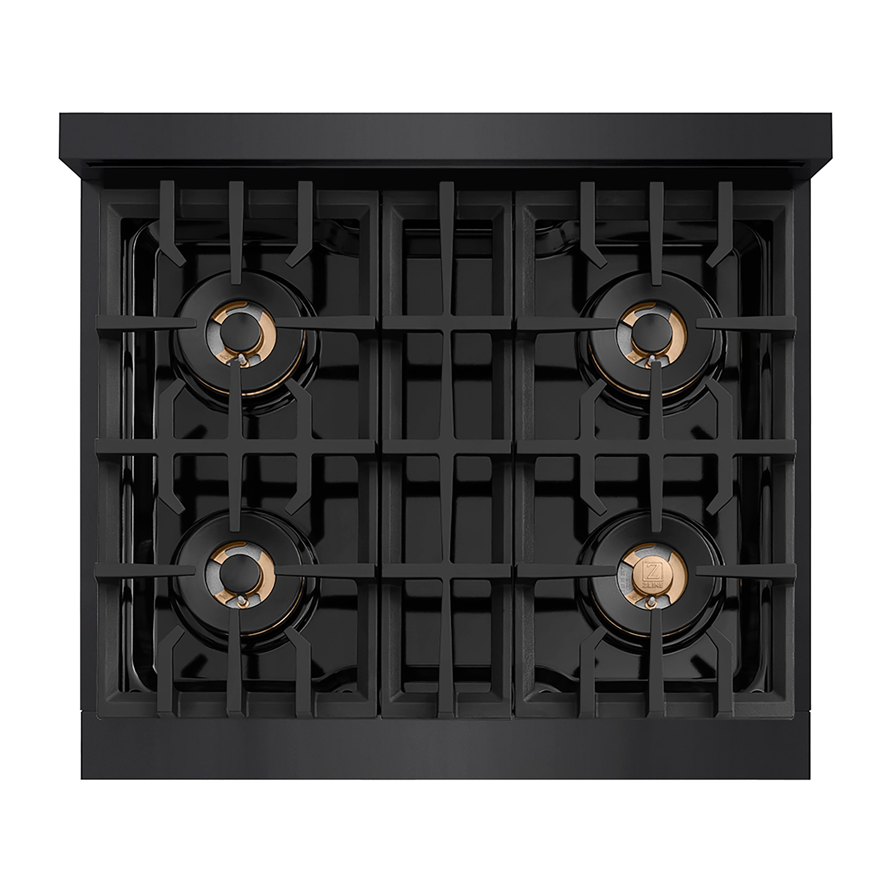 ZLINE Autograph 30" Classic Gas Rangetop with 4 Burner DuoPro™ Cooktop in Black Stainless Steel and Champagne Bronze Accents, PCRTBZ-30-CB
