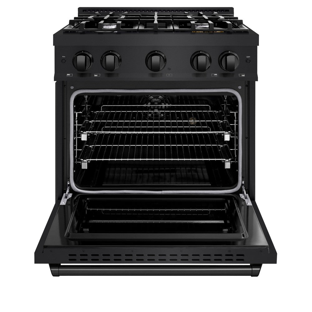 ZLINE 30 in. 4.2 cu. ft. Classic Dual Fuel Range with 4 Gas Burners in Black Stainless Steel (CDRB-30)