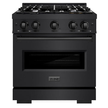 ZLINE 30 in. 4.2 cu. ft. Classic Dual Fuel Range with 4 Gas Burners in Black Stainless Steel (CDRB-30)