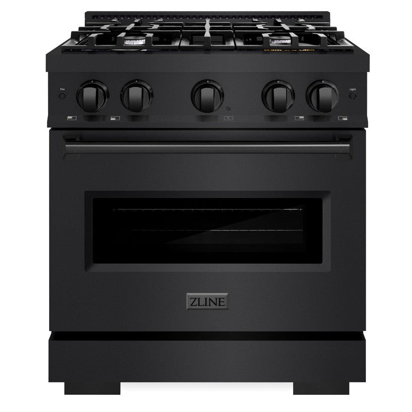 ZLINE 30 in. 4.2 cu. ft. Classic Dual Fuel Range with 4 Gas Burners in Black Stainless Steel (CDRB-30)