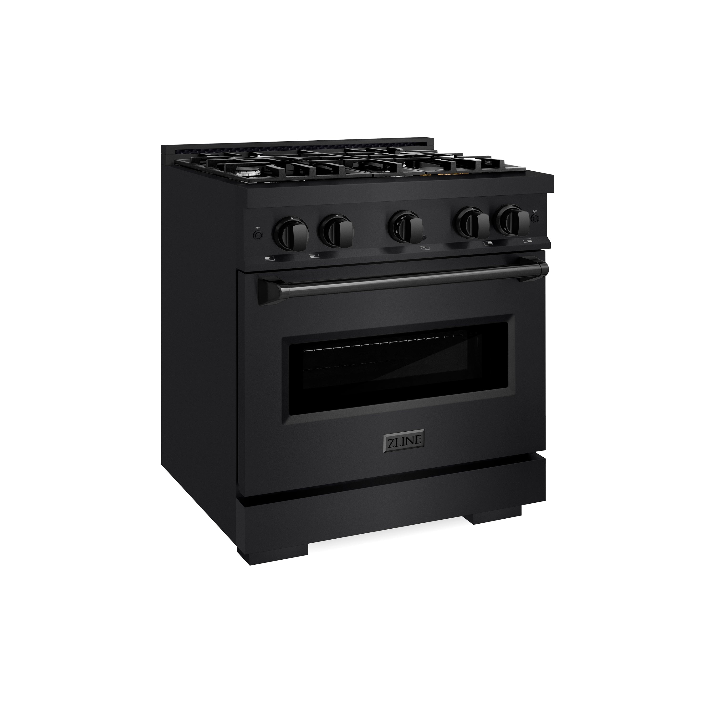 ZLINE 30 in. 4.2 cu. ft. Classic Dual Fuel Range with 4 Gas Burners in Black Stainless Steel (CDRB-30)