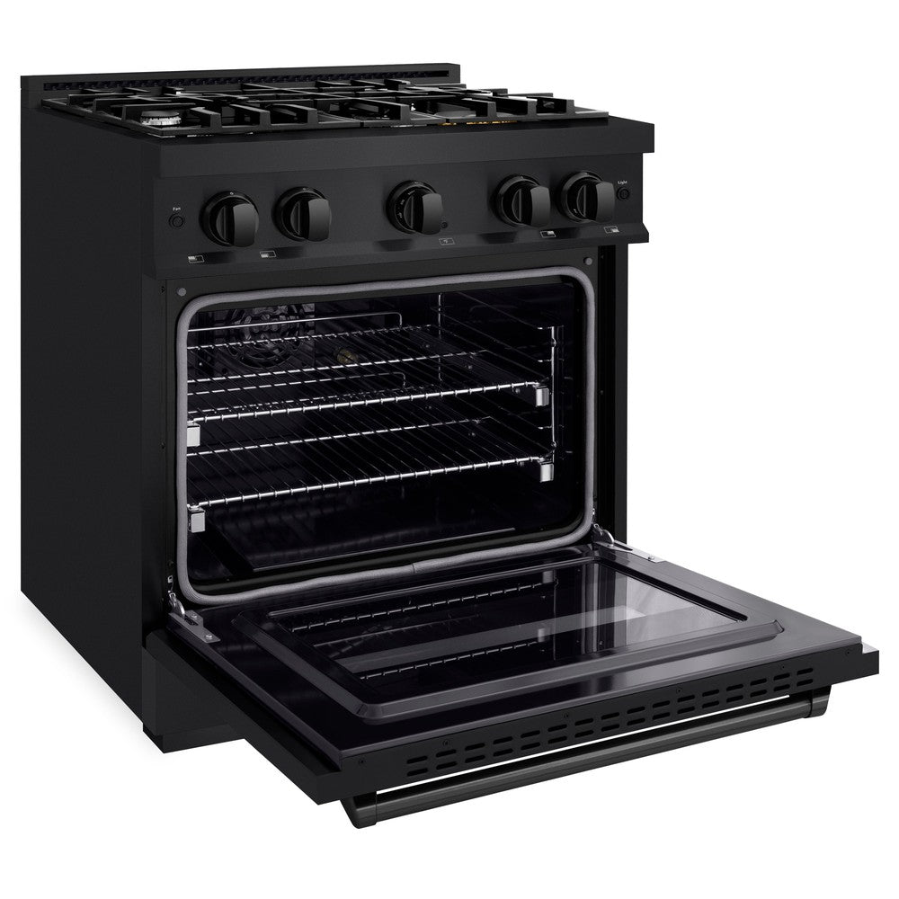 ZLINE 30 in. 4.2 cu. ft. Classic Dual Fuel Range with 4 Gas Burners in Black Stainless Steel (CDRB-30)