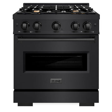 ZLINE 30 in. Gas Range 4.2 cu. ft. Capacity with 4 Brass Burners Black Stainless Steel (CGRB-BR-30)