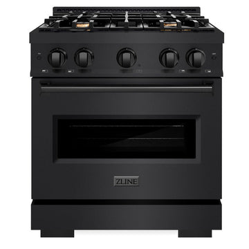 ZLINE 30 in. Classic Dual Fuel Range with 4 Brass Burners and 4.2 cu. ft. Electric Convection Oven in Black Stainless Steel (CDRB-BR-30)