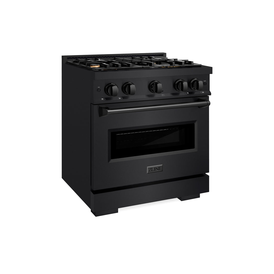 ZLINE 30 in. Gas Range 4.2 cu. ft. Capacity with 4 Brass Burners Black Stainless Steel (CGRB-BR-30)