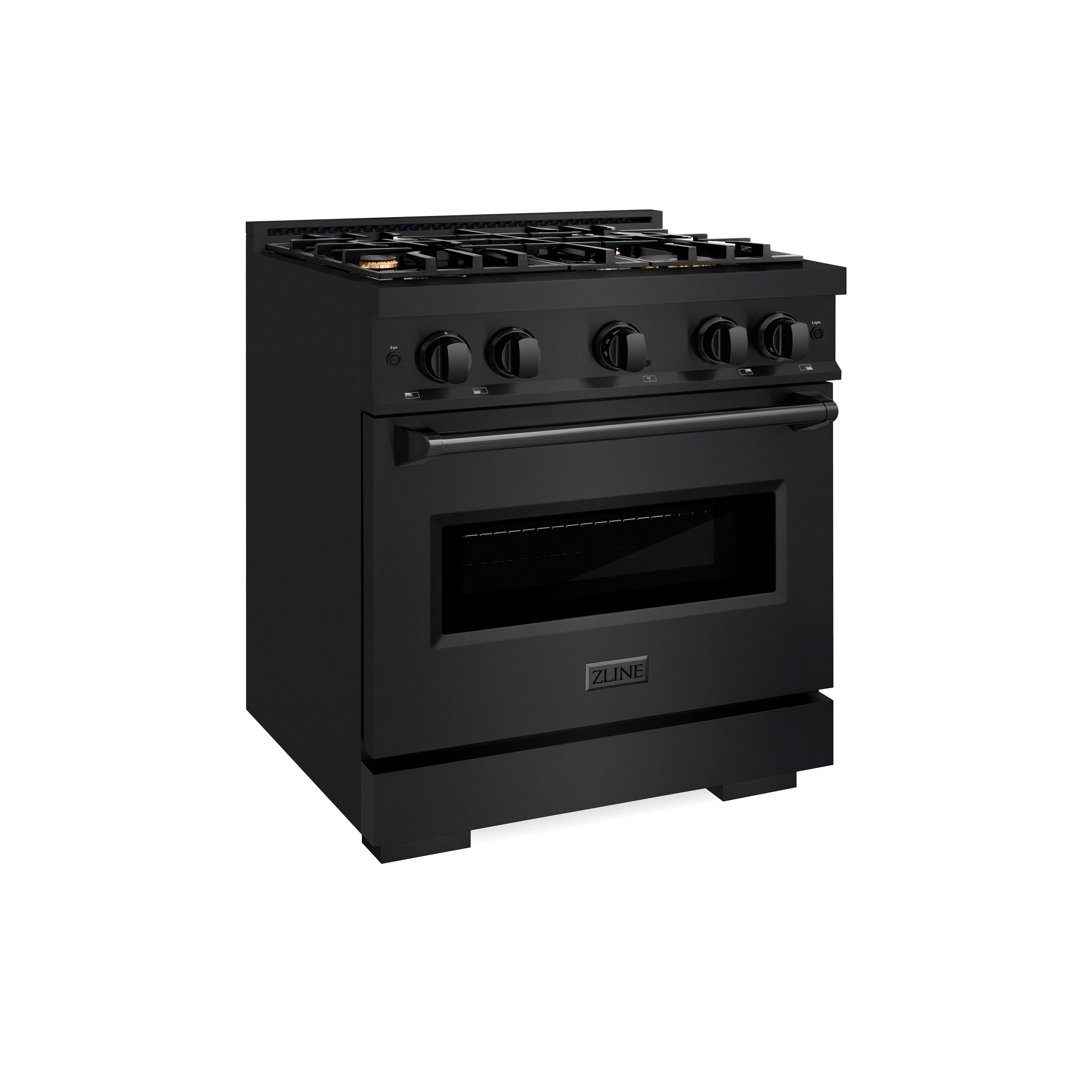 ZLINE 30 in. Gas Range 4.2 cu. ft. Capacity with 4 Brass Burners Black Stainless Steel (CGRB-BR-30)