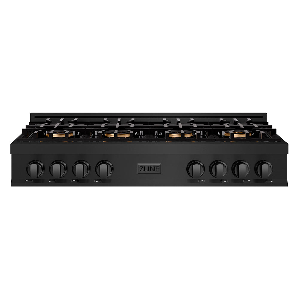 ZLINE 48" Classic Gas Rangetop with 8 Burner DuoPro™ Cooktop in Black Stainless Steel, PCRTB-48