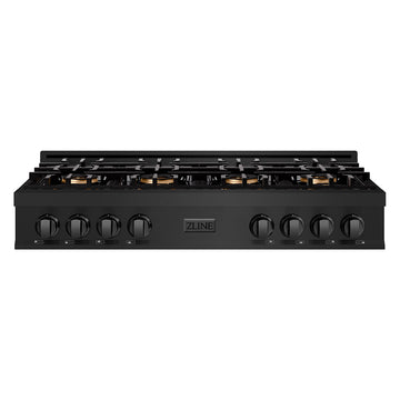 ZLINE 48" Classic Gas Rangetop with 8 Burner DuoPro™ Cooktop in Black Stainless Steel, PCRTB-48
