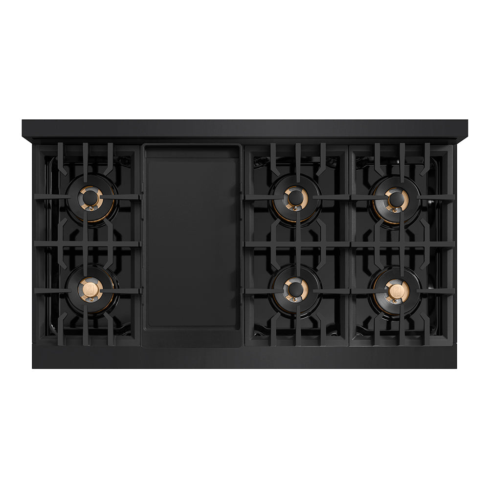 ZLINE 48" Classic Gas Rangetop with 8 Burner DuoPro™ Cooktop in Black Stainless Steel, PCRTB-48