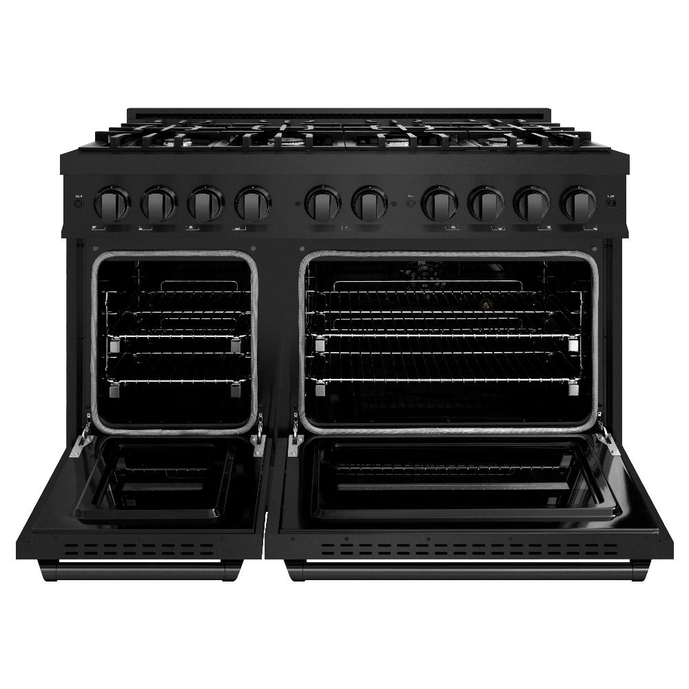 ZLINE 48 in. Gas Range – 6.7 cu. ft. Double Oven, 8 Burners, Black Stainless Steel (CGRB-48)