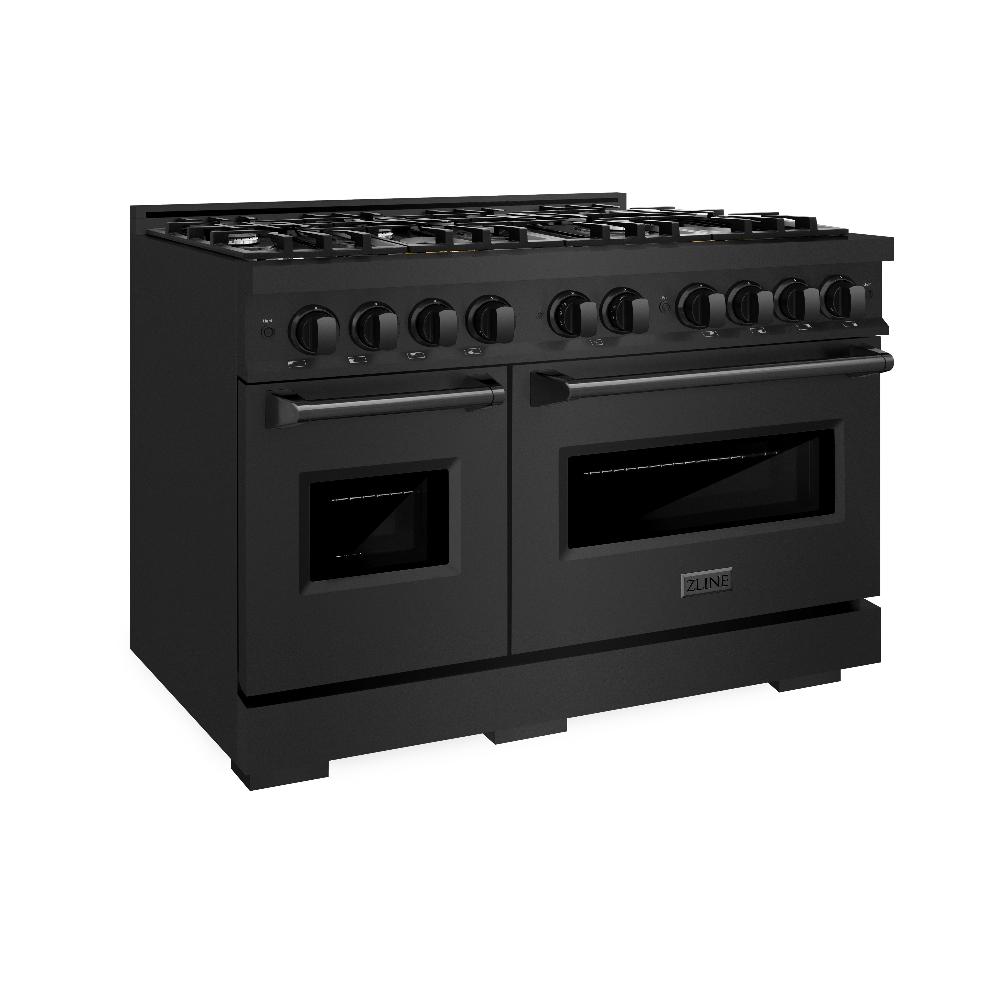 ZLINE 48 in. Gas Range – 6.7 cu. ft. Double Oven, 8 Burners, Black Stainless Steel (CGRB-48)
