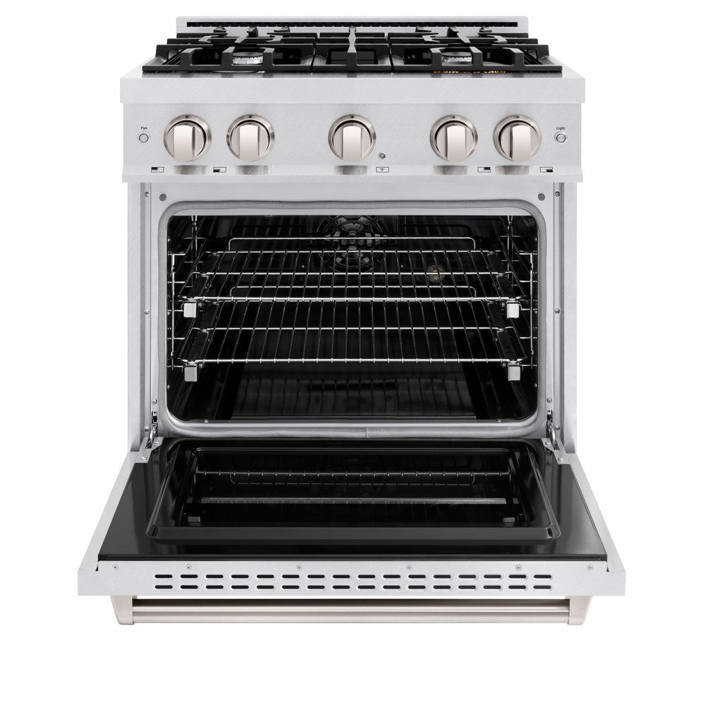 ZLINE Classic 30 in. Dual Fuel Range with 4 Burner Gas Cooktop and Electric Convection Oven, 4.2 cu. ft., Satin Stainless Steel (CDRS-30)